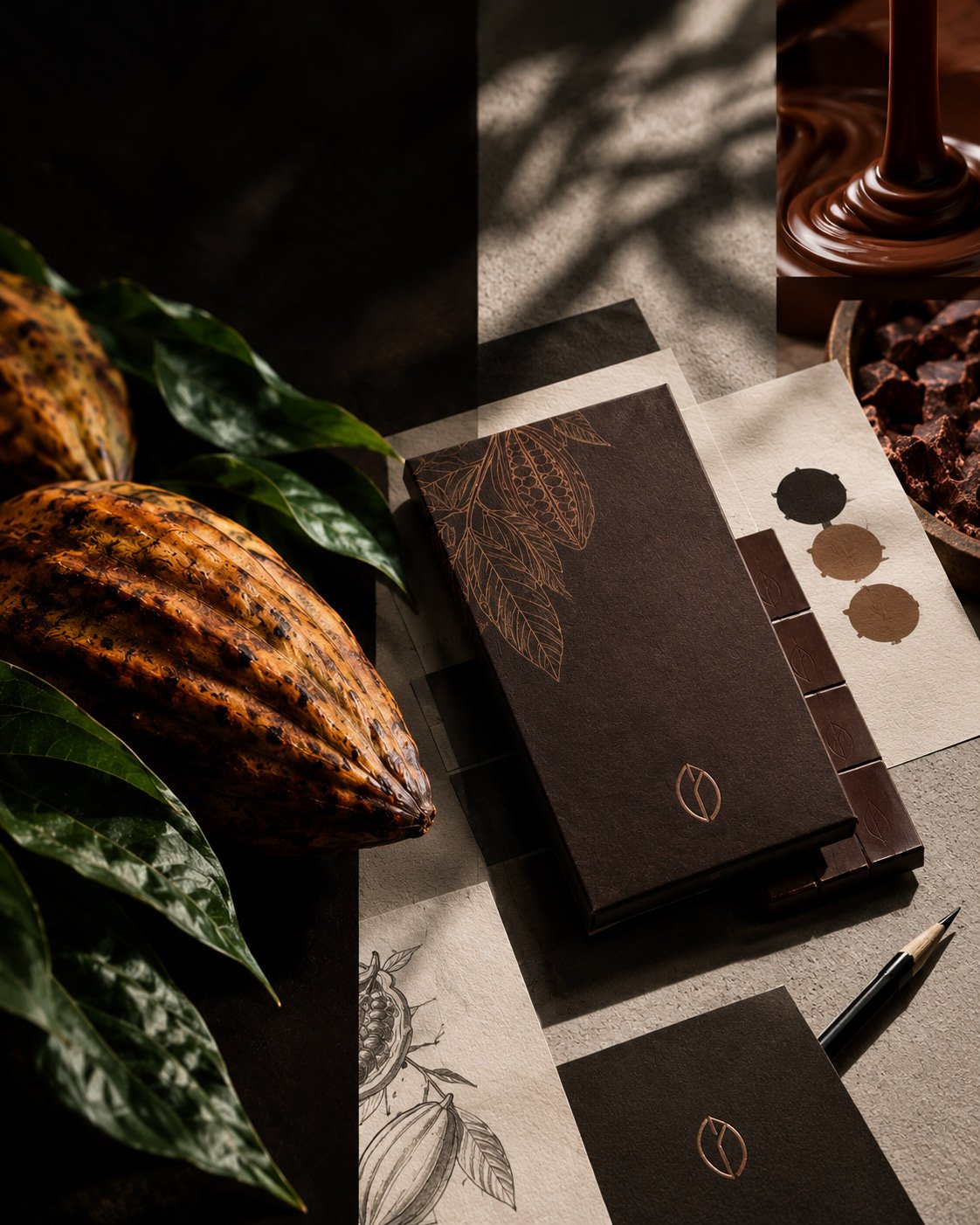 Identidade visual aplicada em embalagem de chocolate