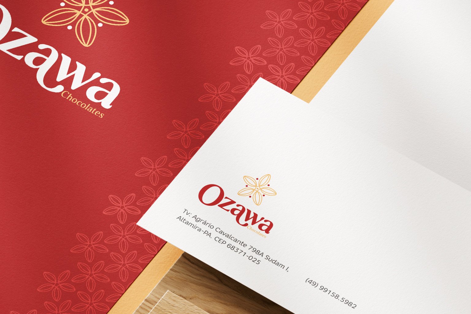 Ozawa Chocolates — design gráfico, papelaria e PDV
